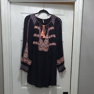 Free People Black and Pink Tunic Top